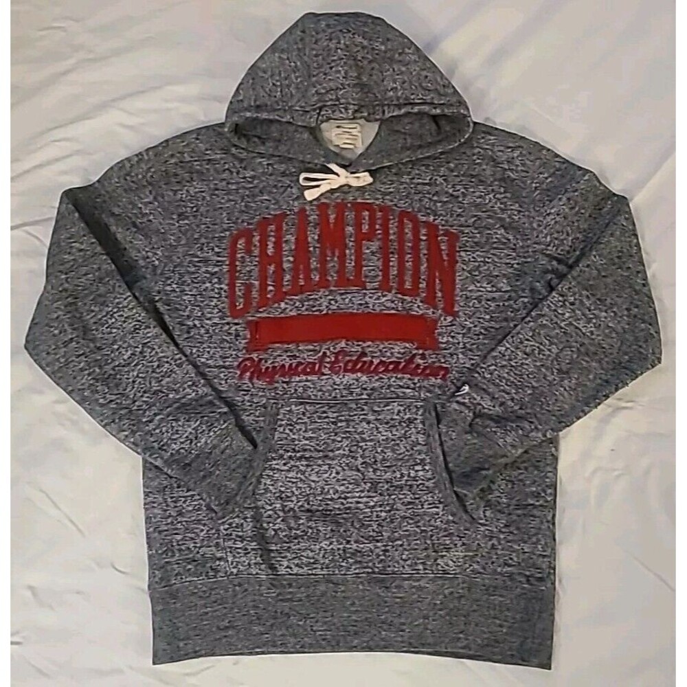 VTG Champion Men Medium Hoodie Pullover Heavyweight Embroidered Logo Streetwear